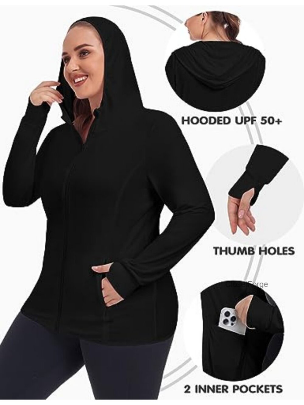 UPF 50+ Sun Protection Jacket Lightweight Long Sleeve Zip Up Hoodie Cool Sun - Picture 4 of 6